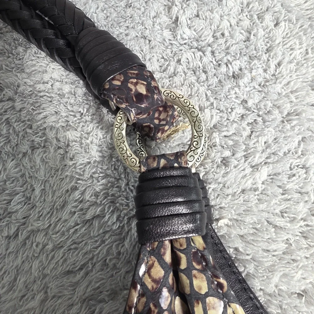 Brighton Hobo Shoulder Bag Snakeskin Print Braided Strap‎ Womens Large PRISTINE